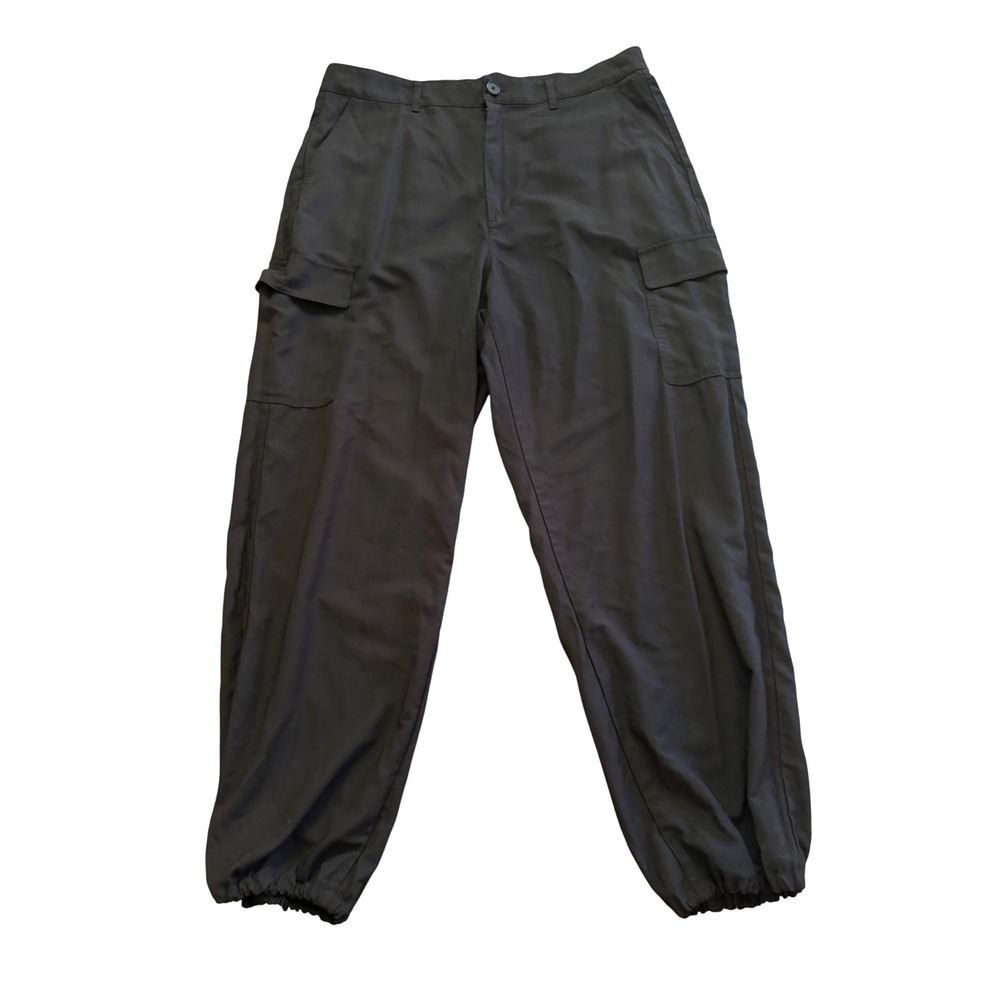 Uniqlo Mens Black Cargo Jogger Pants Size L Rayon Blend Utility Gorpcore